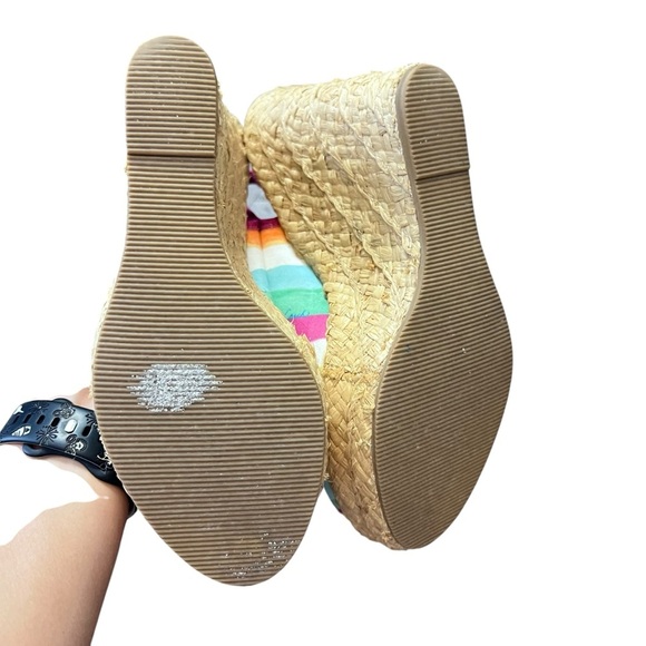 Coach Grace Watercolor Straw Wedge Platform High Heel Sandals - Picture 6 of 6